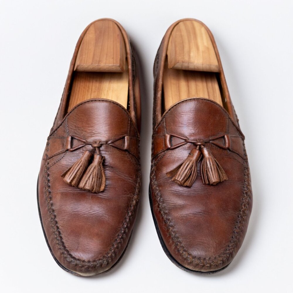 Johnston & Murphy Men's Medium Brown Genuine Leather Tassel Loafers - Size 8.5